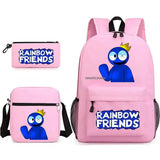 Rainbow Backpack Boys Girls 3 Pcs Set School Bags Teenager Book Rusksack