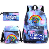 Rainbow Backpack Boys Girls 3 Pcs Set School Bags Teenager Book Rusksack