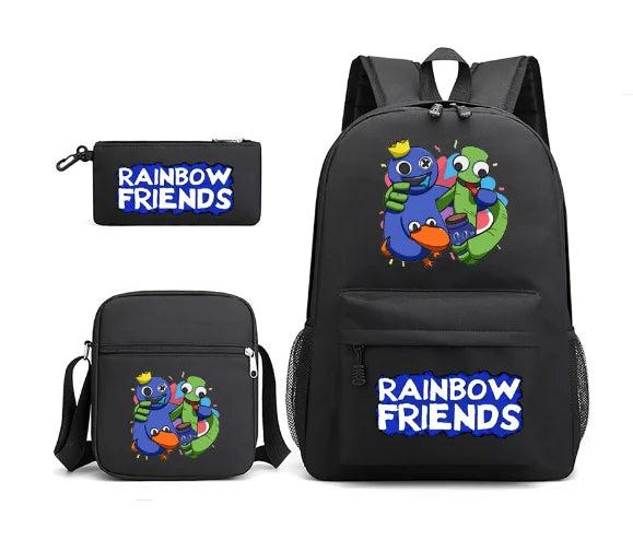 Rainbow Backpack Boys Girls 3 Pcs Set School Bags Teenager Book Rusksack