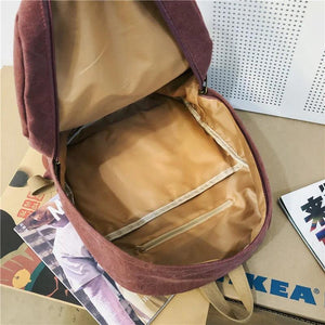 Canvas School Backpack Women's Large Capacity Travel Bag