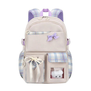 Nylon School Bag Backpack for Girls with Bowknot