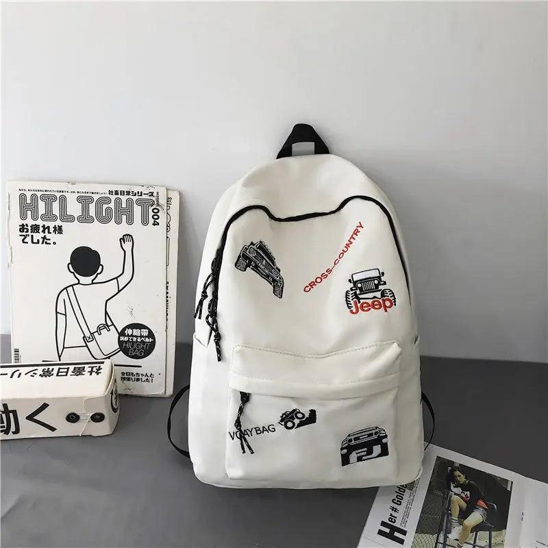 Men's Embroidery Backpack Schoolbag Casual Travel Bag