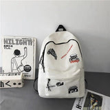 Men's Embroidery Backpack Schoolbag Casual Travel Bag