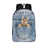 3D Animal Cat Print School Bag for Girls Boys Children Backpack