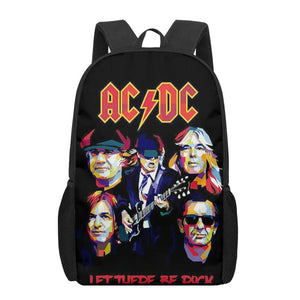 AC DC Band 3D Print School Backpack for Boys Girls Teenager Kids Book Bag 16Inch