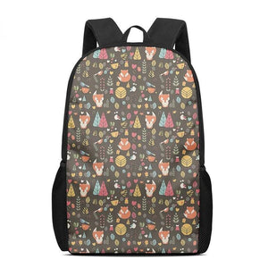 Funny Fox Floral Backpack Chidlren's Schoolbag for Kids