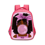 African Girls School Bag Sets pink backpack Afro Girl Bookbag Kids Schoolbags
