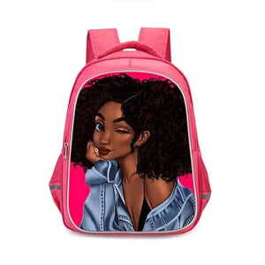 African Girls School Bag Sets pink backpack Afro Girl Bookbag Kids Schoolbags