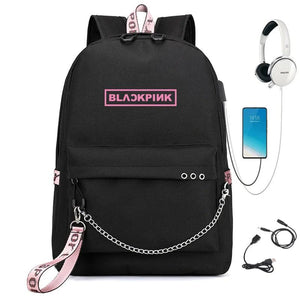 Girls USB Oxford Backpack Student School Bag