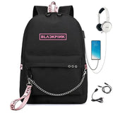 Girls USB Oxford Backpack Student School Bag