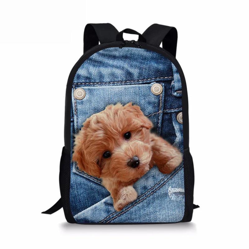 3D Dogs Printing Kids Backpack for Boys Girls, Casual Travel Rucksack