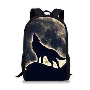 Wolf Style Print Large Schoolbag Pencil & Lunch Bag Student School Backpack
