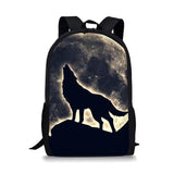 Wolf Style Print Large Schoolbag Pencil & Lunch Bag Student School Backpack