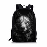 Wolf Style Print Large Schoolbag Pencil & Lunch Bag Student School Backpack