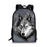 Wolf Style Print Large Schoolbag Pencil & Lunch Bag Student School Backpack