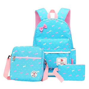 3 Pcs Bow Printed School Backpacks for Teenage Girls