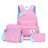3 Pcs Bow Printed School Backpacks for Teenage Girls