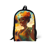 African Girl Printing Backpack for Kid Shoulders Bag