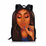 African Girl Style Print Large Schoolbag Pencil & Lunch Bag