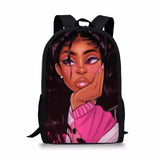 African Girl Pattern Print School Bags Daily Travel Climbing Durable Backpack