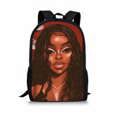 African Girl Pattern Print School Bags Daily Travel Climbing Durable Backpack