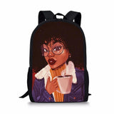 African Girl Pattern Print School Bags Daily Travel Climbing Durable Backpack