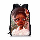 African Girl Pattern Print School Bags Daily Travel Climbing Durable Backpack