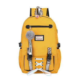 Casual School Bag Girls Women Backpack USB Charging Schoolbag