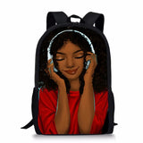 African Girl Printing Backpack for Kid Shoulders Bag