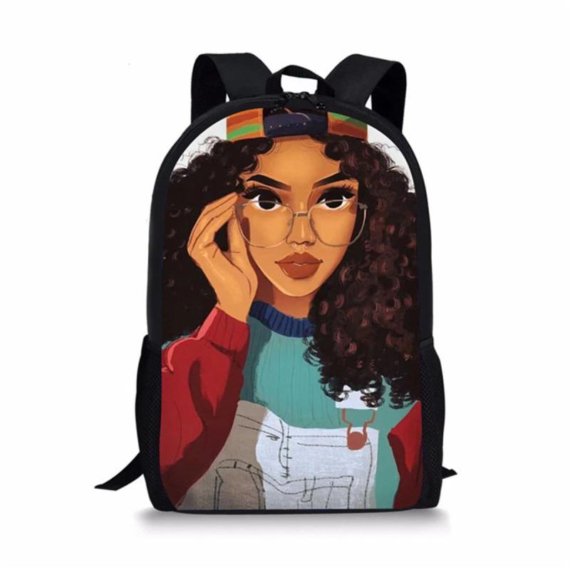 African Girl Printing Backpack for Kid Shoulders Bag