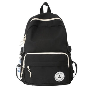 Zipper Matching Backpack Teenage Girl College Student Schoolbag Minority Bag