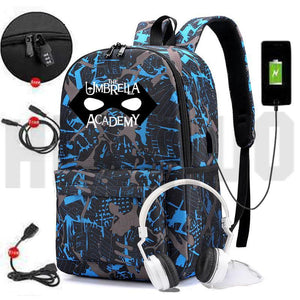 Umbrella Academy Backpack Women USB Charging Anti-theft Anime School Bags