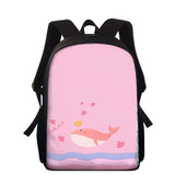 Cartoon Whale Animal Printing School Bag 15-inch Preschool Backpack