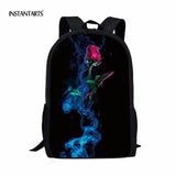 Unisex Ice Fire Rose Backpack Retro Style Schoolbag