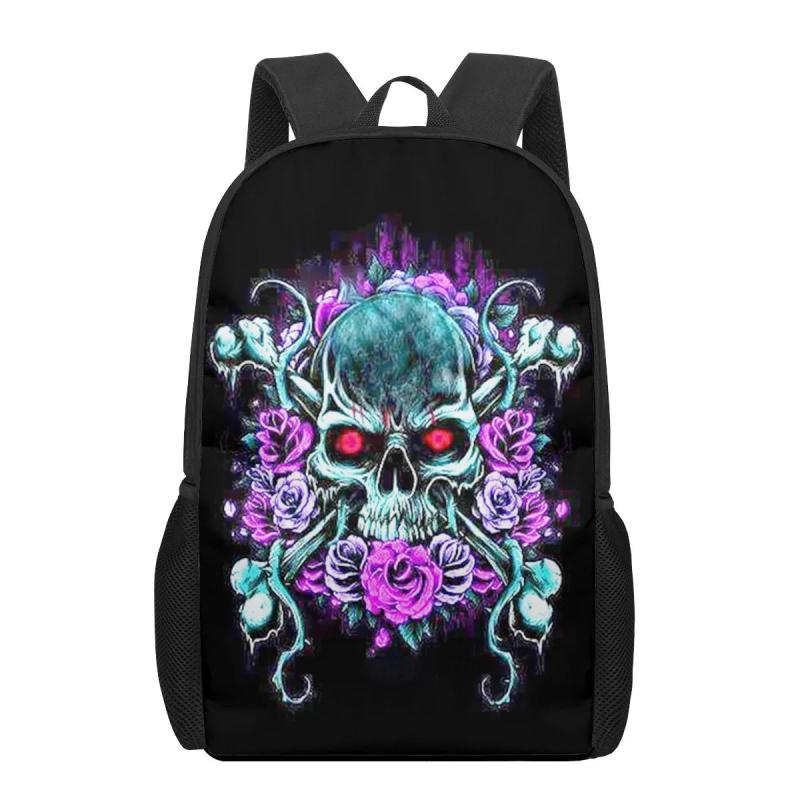 Creative Skull Print 16-Inch School Bag for Teens