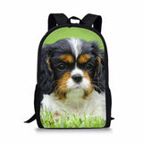 3D Pet Spaniel Dog Printing Kids Backpacks School Bag