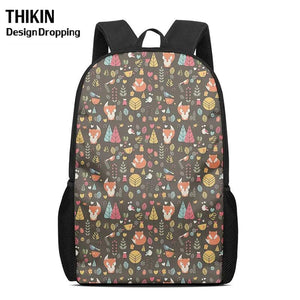 Funny Fox Floral Backpack Chidlren's Schoolbag