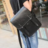 Vintage Waterproof Backpack Men School Bags Leather Travel 15.6 Inch Laptop Bag