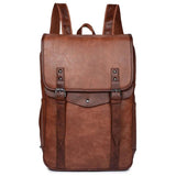 Vintage Waterproof Backpack Men School Bags Leather Travel 15.6 Inch Laptop Bag