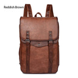 Vintage Waterproof Backpack Men School Bags Leather Travel 15.6 Inch Laptop Bag