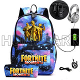 2PCS USB Charging School Backpack Games Unisex Teenager Travel Mochilas