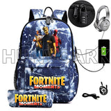 2PCS USB Charging School Backpack Games Unisex Teenager Travel Mochilas