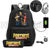 2PCS USB Charging School Backpack Games Unisex Teenager Travel Mochilas