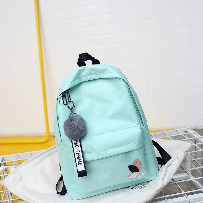 College Wind Women SchoolBag Solid Backpack Girl School Bags for Teenage