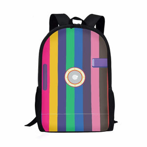 Retro Pattern Print School Backpack for Boys and Girls