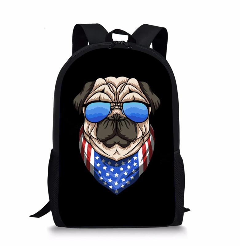 Bulldog Pattern School Bags for Boys Padded Back
