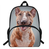 16INCH Bull Terrier Dog Print Backpack School Bag For Teenage Boys&Girls