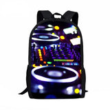 DJ Night Theme Musician Print School Bags Boys Girls Casual 3D Backpack
