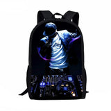 DJ Night Theme Musician Print School Bags Boys Girls Casual 3D Backpack