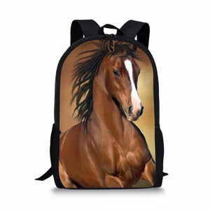 3D Animal Backpack for Kids, Crazy Horse Printed Children Bagpack